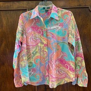 Women long sleeve shirt/blouse paisley print
